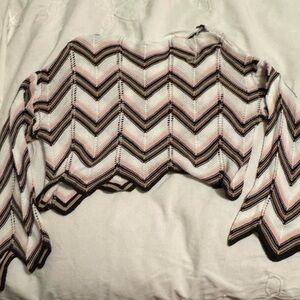 Francesca's Collections Pink and Black Chevron Sweater
